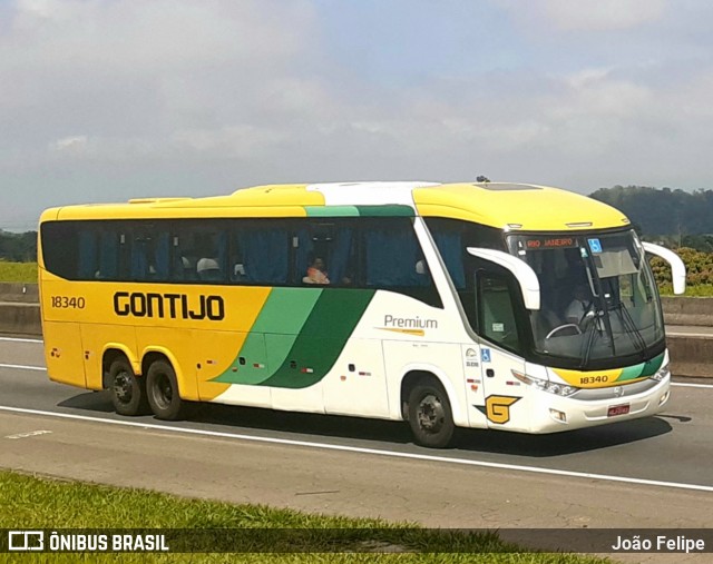 Empresa Gontijo de Transportes 18340 na cidade de Canas, São Paulo, Brasil, por João Felipe. Número da foto: #12123723.