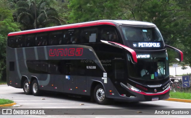 Transportes Única Petrópolis RJ 163.008 na cidade de Petrópolis, Rio de Janeiro, Brasil, por Andrey Gustavo. Número da foto: #12131800.