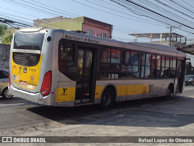 Viação Metrópole Paulista - Zona Leste 3 1019 na cidade de São Paulo, São Paulo, Brasil, por Rafael Lopes de Oliveira. Número da foto: #12130521.