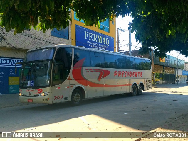 Viação Presidente 3520 na cidade de Ipatinga, Minas Gerais, Brasil, por Celso ROTA381. Número da foto: #12075931.