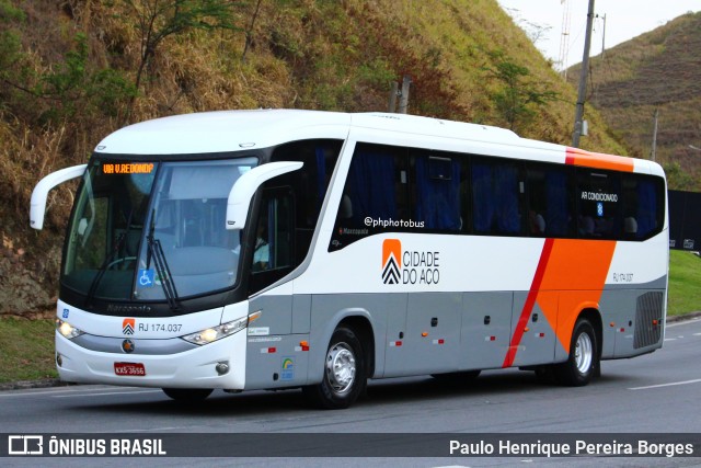 Viação Cidade do Aço RJ 174.037 na cidade de Piraí, Rio de Janeiro, Brasil, por Paulo Henrique Pereira Borges. Número da foto: #12080607.