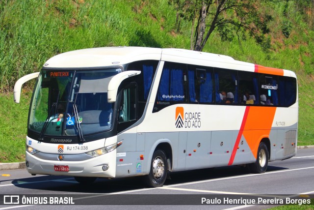 Viação Cidade do Aço RJ 174.038 na cidade de Paracambi, Rio de Janeiro, Brasil, por Paulo Henrique Pereira Borges. Número da foto: #12080613.