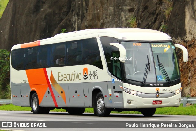 Viação Cidade do Aço RJ 174.036 na cidade de Paracambi, Rio de Janeiro, Brasil, por Paulo Henrique Pereira Borges. Número da foto: #12080601.