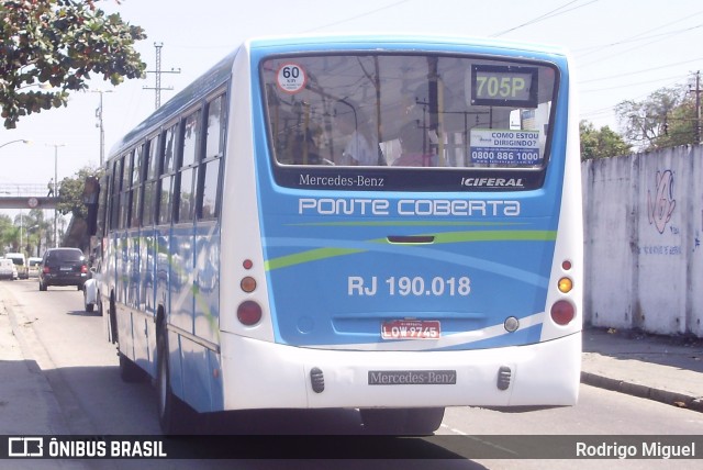Viação Ponte Coberta RJ 190.018 na cidade de Rio de Janeiro, Rio de Janeiro, Brasil, por Rodrigo Miguel. Número da foto: #12082542.