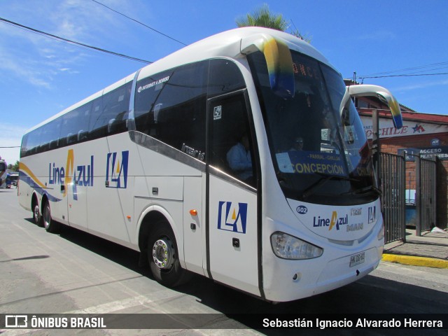 Buses Linea Azul 602 na cidade de Talca, Talca, Maule, Chile, por Sebastián Ignacio Alvarado Herrera. Número da foto: #12084839.