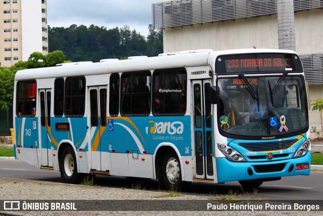 TRANSA - Transa Transporte Coletivo 743 na cidade de Três Rios, Rio de Janeiro, Brasil, por Paulo Henrique Pereira Borges. Número da foto: #12163016.