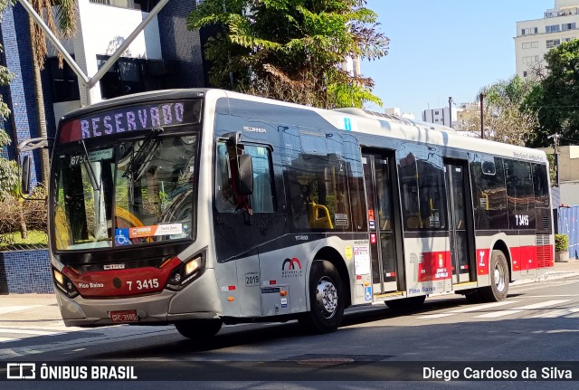 Viação Metrópole Paulista - Zona Sul 7 3415 na cidade de São Paulo, São Paulo, Brasil, por Diego Cardoso da Silva. Número da foto: #12161807.