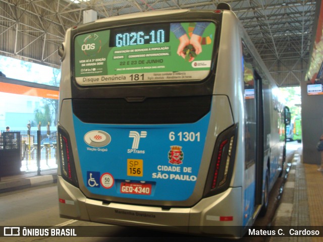 Viação Grajaú S.A. 6 1301 na cidade de São Paulo, São Paulo, Brasil, por Mateus C.  Cardoso. Número da foto: #12166280.