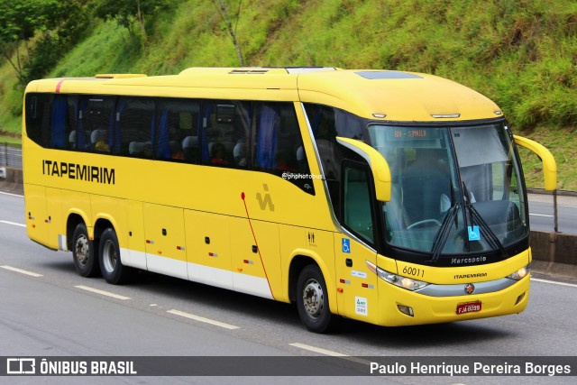 Viação Itapemirim 60011 na cidade de Piraí, Rio de Janeiro, Brasil, por Paulo Henrique Pereira Borges. Número da foto: #12174240.