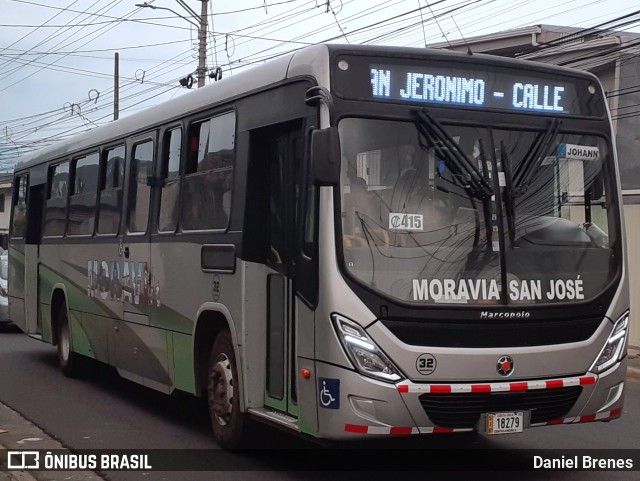AMSA - Autotransportes Moravia 32 na cidade de San Vicente, Moravia, San José, Costa Rica, por Daniel Brenes. Número da foto: #12180221.