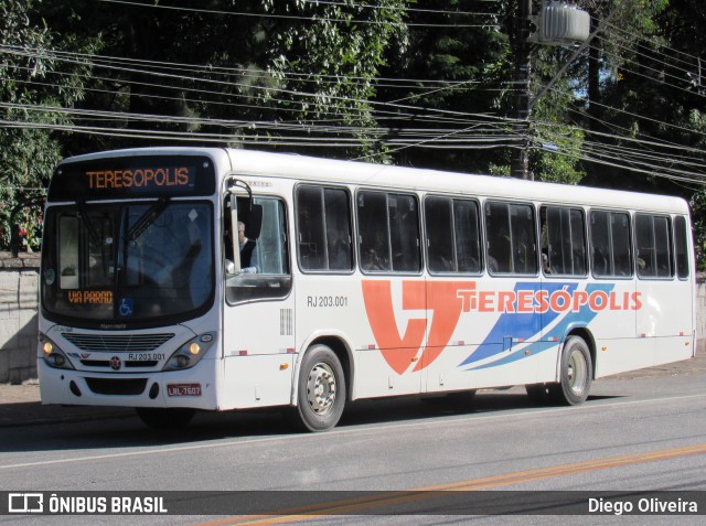 Viação Teresópolis RJ 203.001 na cidade de Teresópolis, Rio de Janeiro, Brasil, por Diego Oliveira. Número da foto: #12183358.
