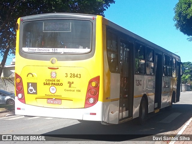 Viação Metrópole Paulista - Zona Leste 3 2843 na cidade de São Paulo, São Paulo, Brasil, por Davi Santos Silva. Número da foto: #12142049.