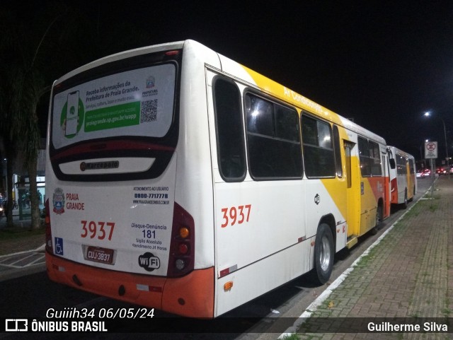 Viação Piracicabana Praia Grande 3937 na cidade de Praia Grande, São Paulo, Brasil, por Guilherme Silva. Número da foto: #12142399.