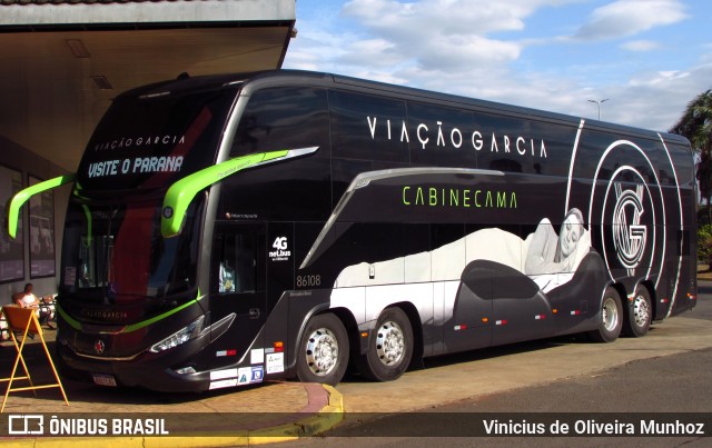 Viação Garcia 86108 na cidade de Ourinhos, São Paulo, Brasil, por Vinicius de Oliveira Munhoz. Número da foto: #12143661.