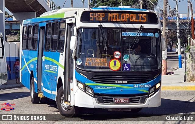 Viação Ponte Coberta RJ 190.069 na cidade de Nilópolis, Rio de Janeiro, Brasil, por Claudio Luiz. Número da foto: #12186861.