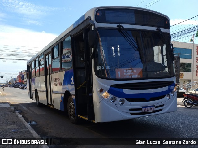 Transvida Transporte Coletivo 2044 na cidade de Ji-Paraná, Rondônia, Brasil, por Gian Lucas  Santana Zardo. Número da foto: #12192262.