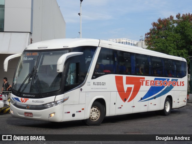 Viação Teresópolis RJ 203.021 na cidade de Rio de Janeiro, Rio de Janeiro, Brasil, por Douglas Andrez. Número da foto: #12192542.