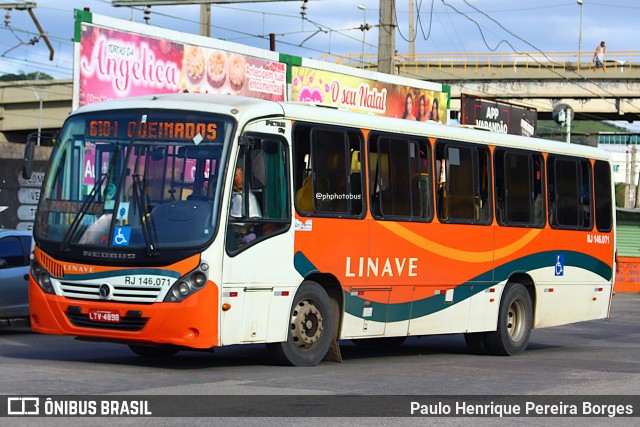Linave Transportes RJ 146.071 na cidade de Queimados, Rio de Janeiro, Brasil, por Paulo Henrique Pereira Borges. Número da foto: #12201638.