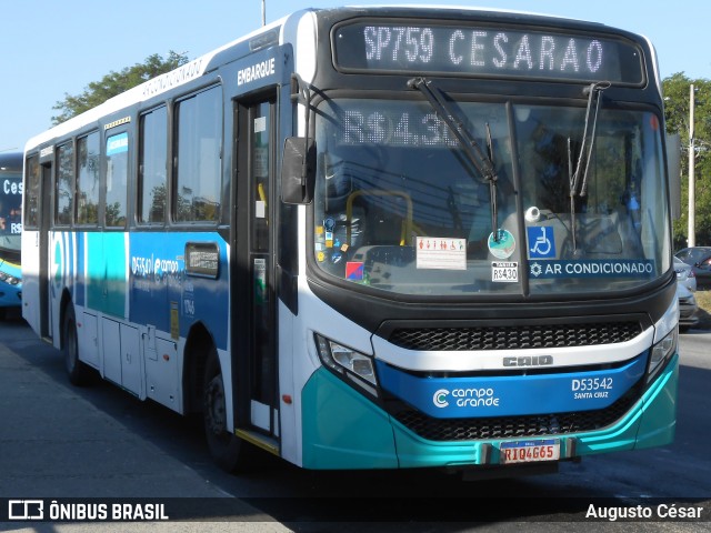 Transportes Campo Grande D53542 na cidade de Rio de Janeiro, Rio de Janeiro, Brasil, por Augusto César. Número da foto: #12199728.