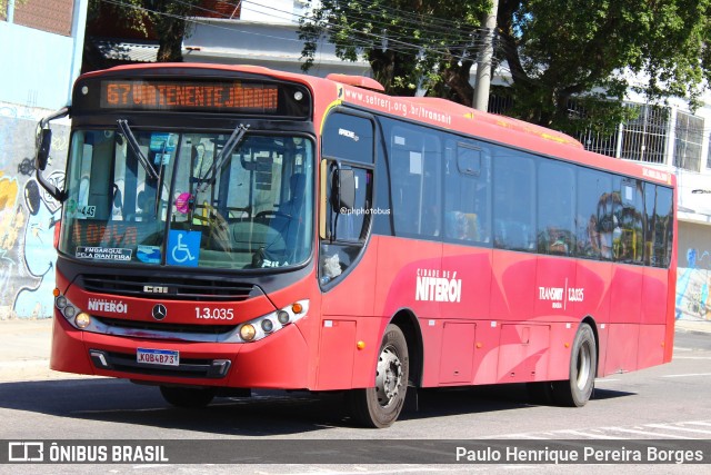 Auto Ônibus Brasília 1.3.035 na cidade de Niterói, Rio de Janeiro, Brasil, por Paulo Henrique Pereira Borges. Número da foto: #12201714.