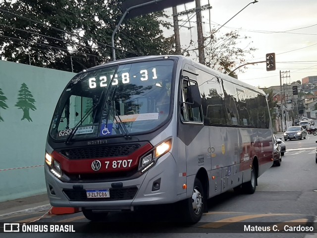 Transwolff Transportes e Turismo 7 8707 na cidade de São Paulo, São Paulo, Brasil, por Mateus C.  Cardoso. Número da foto: #12200324.