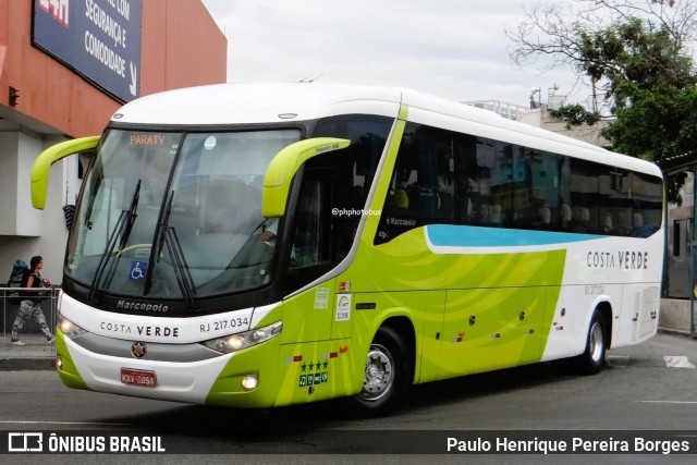 Costa Verde Transportes RJ 217.034 na cidade de Rio de Janeiro, Rio de Janeiro, Brasil, por Paulo Henrique Pereira Borges. Número da foto: #12145147.