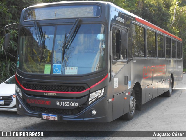 Transportes Única Petrópolis RJ 163.003 na cidade de Petrópolis, Rio de Janeiro, Brasil, por Augusto César. Número da foto: #12144961.