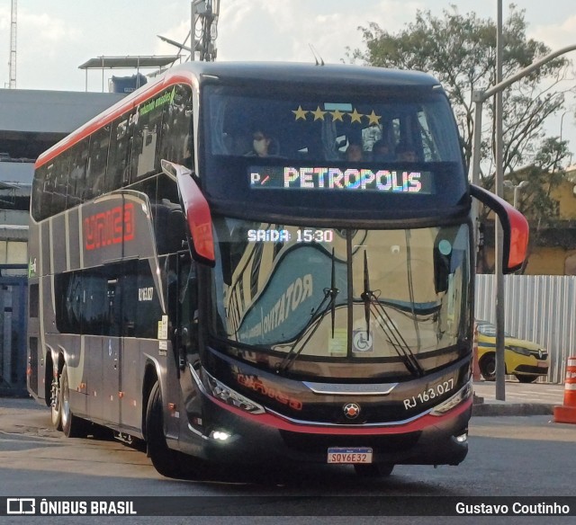 Transportes Única Petrópolis RJ 163.027 na cidade de Rio de Janeiro, Rio de Janeiro, Brasil, por Gustavo Coutinho. Número da foto: #12154431.