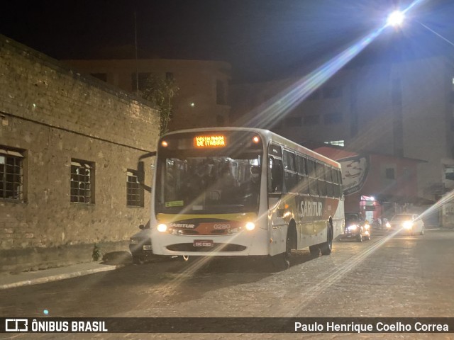 Saritur - Santa Rita Transporte Urbano e Rodoviário 0280 na cidade de Santa Maria de Itabira, Minas Gerais, Brasil, por Paulo Henrique Coelho Correa. Número da foto: #12156527.