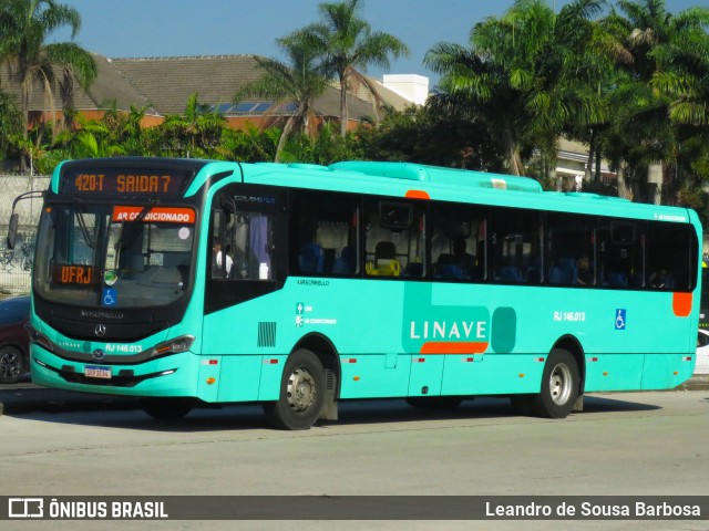 Linave Transportes RJ 146.013 na cidade de Rio de Janeiro, Rio de Janeiro, Brasil, por Leandro de Sousa Barbosa. Número da foto: #12159500.