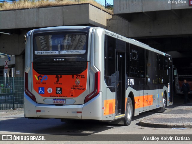 Viação Gato Preto 8 2774 na cidade de São Paulo, São Paulo, Brasil, por Weslley Kelvin Batista. Número da foto: #12243866.