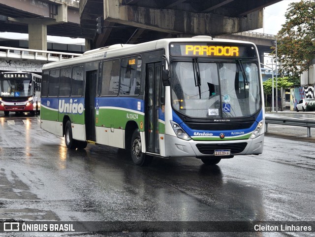 Viação União RJ 204.214 na cidade de Rio de Janeiro, Rio de Janeiro, Brasil, por Cleiton Linhares. Número da foto: #12250045.