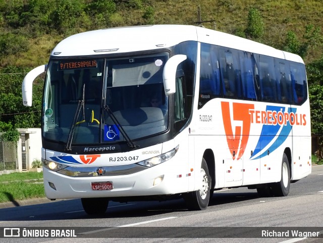 Viação Teresópolis RJ 203.047 na cidade de Guapimirim, Rio de Janeiro, Brasil, por Richard Wagner. Número da foto: #12253600.
