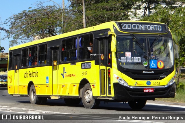 Viação Pinheiral 3008 na cidade de Volta Redonda, Rio de Janeiro, Brasil, por Paulo Henrique Pereira Borges. Número da foto: #12261177.