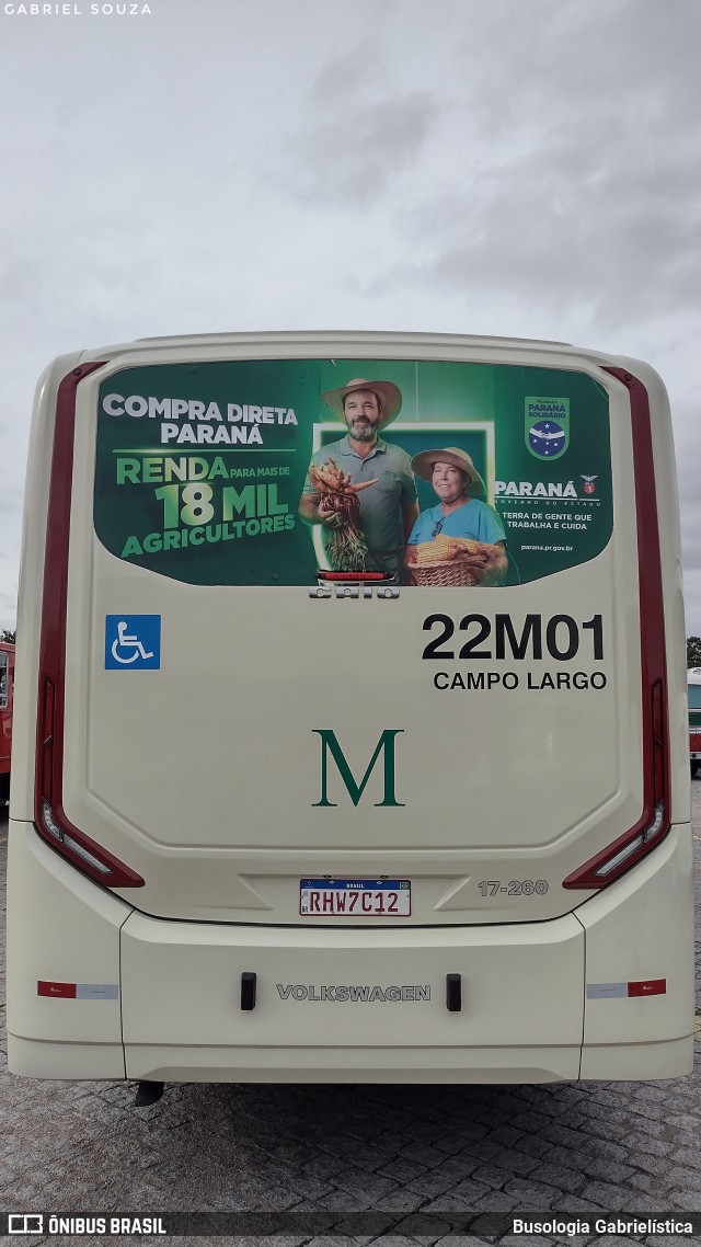 Empresa de Ônibus Campo Largo 22M01 na cidade de Curitiba, Paraná, Brasil, por Busologia Gabrielística. Número da foto: #12217843.