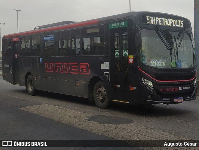 Transportes Única Petrópolis RJ 163.002 na cidade de Duque de Caxias, Rio de Janeiro, Brasil, por Augusto César. Número da foto: #12263268.