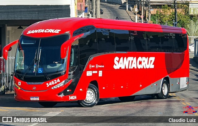 Viação Santa Cruz 34624 na cidade de Três Corações, Minas Gerais, Brasil, por Claudio Luiz. Número da foto: #12269404.