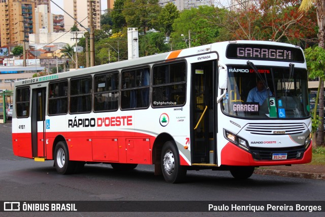 Rápido D´Oeste 4161 na cidade de Ribeirão Preto, São Paulo, Brasil, por Paulo Henrique Pereira Borges. Número da foto: #12276915.