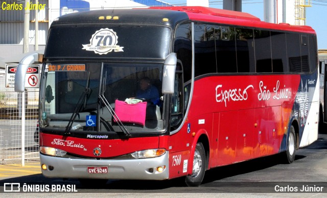 Expresso São Luiz 7560 na cidade de Goiânia, Goiás, Brasil, por Carlos Júnior. Número da foto: #12278655.