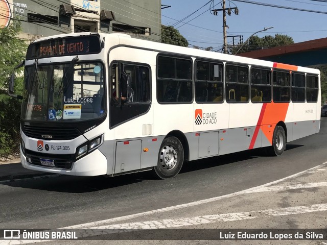 Viação Cidade do Aço RJ 174.005 na cidade de Volta Redonda, Rio de Janeiro, Brasil, por Luiz Eduardo Lopes da Silva. Número da foto: #12281814.