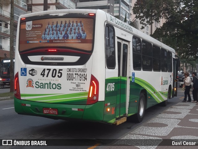 Viação Piracicabana Santos 4705 na cidade de Santos, São Paulo, Brasil, por Davi Cesar. Número da foto: #12285568.