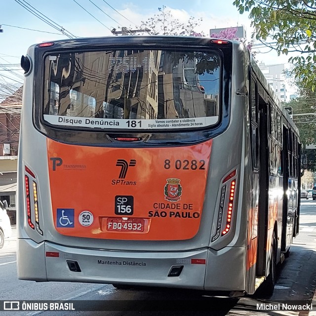 TRANSPPASS - Transporte de Passageiros 8 0282 na cidade de São Paulo, São Paulo, Brasil, por Michel Nowacki. Número da foto: #12220590.