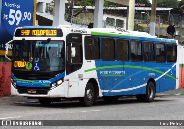 Viação Ponte Coberta RJ 190.012 na cidade de Nilópolis, Rio de Janeiro, Brasil, por Luiz Petriz. Número da foto: #12290568.