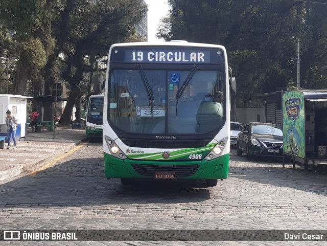 Viação Piracicabana Santos 4908 na cidade de Santos, São Paulo, Brasil, por Davi Cesar. Número da foto: #12289266.