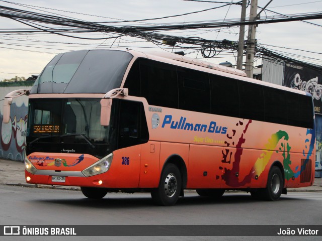 Pullman Bus 386 na cidade de Santiago, Santiago, Metropolitana de Santiago, Chile, por João Victor. Número da foto: #12223753.