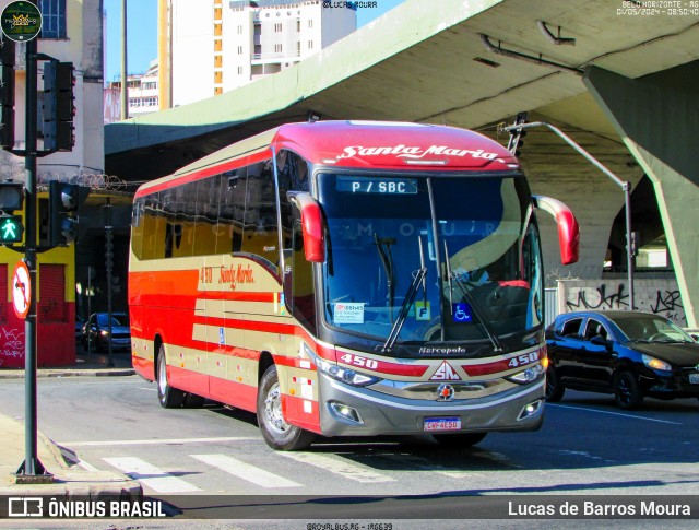 Santa Maria Fretamento e Turismo > Transportes Santa Maria(SP) 450 na cidade de Belo Horizonte, Minas Gerais, Brasil, por Lucas de Barros Moura. Número da foto: #12227876.