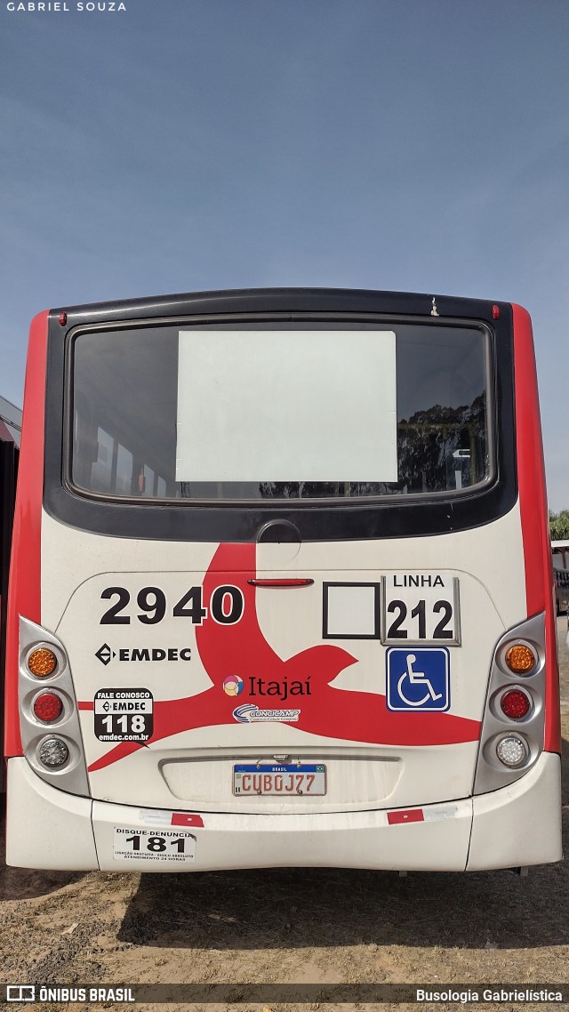 Itajaí Transportes Coletivos 2940 na cidade de Campinas, São Paulo, Brasil, por Busologia Gabrielística. Número da foto: #12234232.