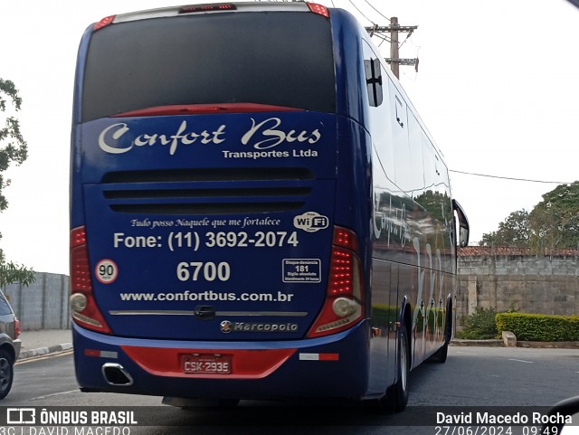 Confort Bus Viagens e Turismo 6700 na cidade de Cotia, São Paulo, Brasil, por David Macedo Rocha. Número da foto: #12231865.