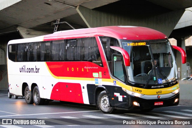 UTIL - União Transporte Interestadual de Luxo 1410 na cidade de Belo Horizonte, Minas Gerais, Brasil, por Paulo Henrique Pereira Borges. Número da foto: #12319601.