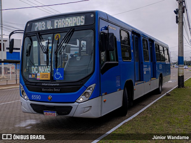 Nortran Transportes Coletivos 6590 na cidade de Porto Alegre, Rio Grande do Sul, Brasil, por Júnior Wandame. Número da foto: #12320778.
